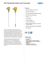Thumbnail of document Data Sheet - 2291 Radar Level Transmitter